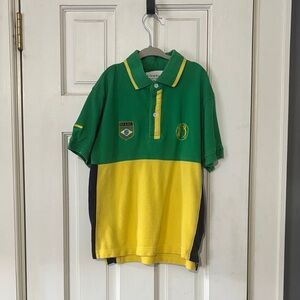 Le Coq Sportif Kids Polo in Green and Yellow
